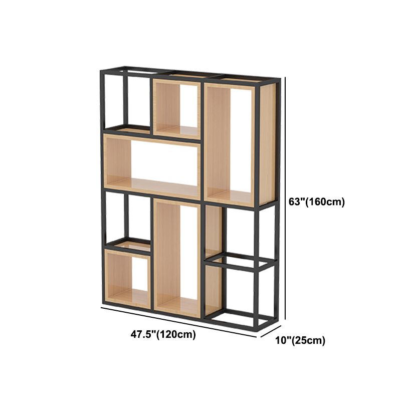 Industrial Open Etagere Bookshelf Iron Frame Solid Wood Shelf Bookshelf
