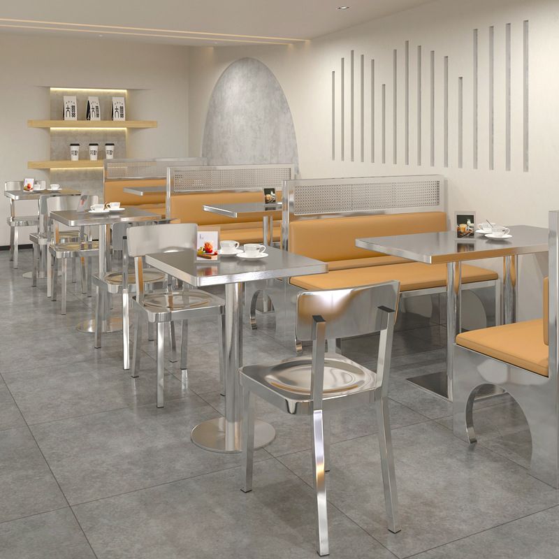 Industrial Stainless Steel Dining Table Metal Base Table for Dinning Room