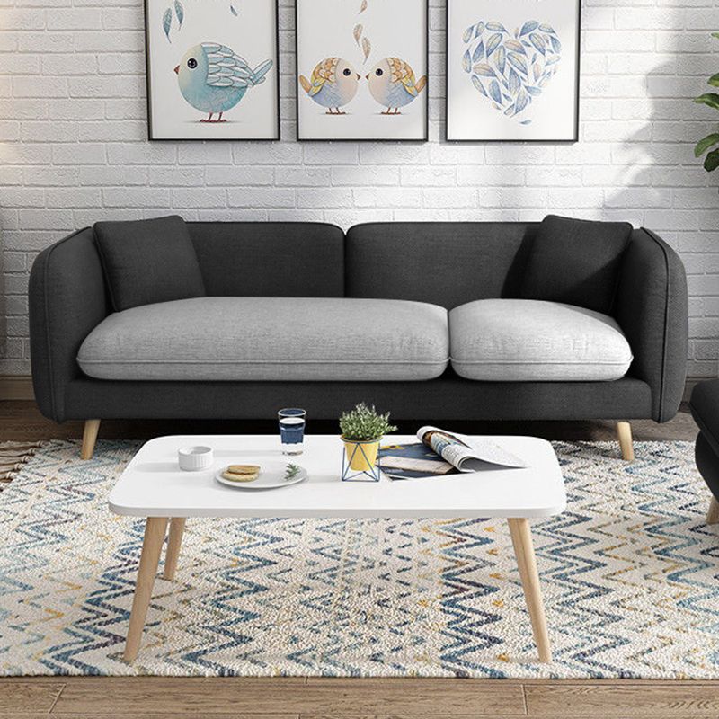 Contemporary Living Room Fabric Square Arm Cushions Standard Seating