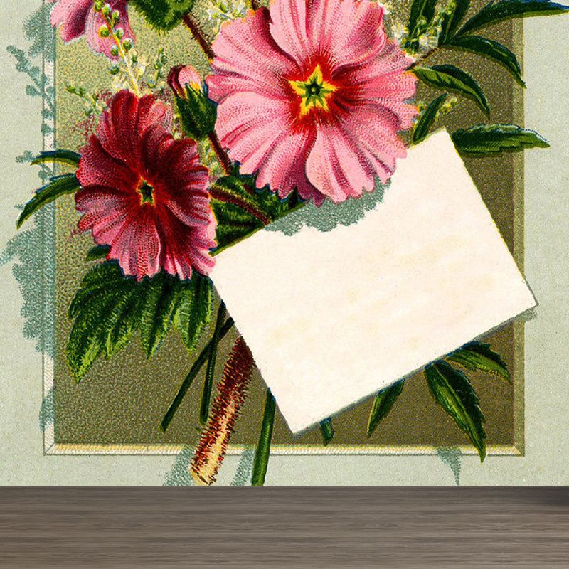 Stain-Proof Flower Print Mural Non-Woven Texture Modern Wall Decor for Guest Room