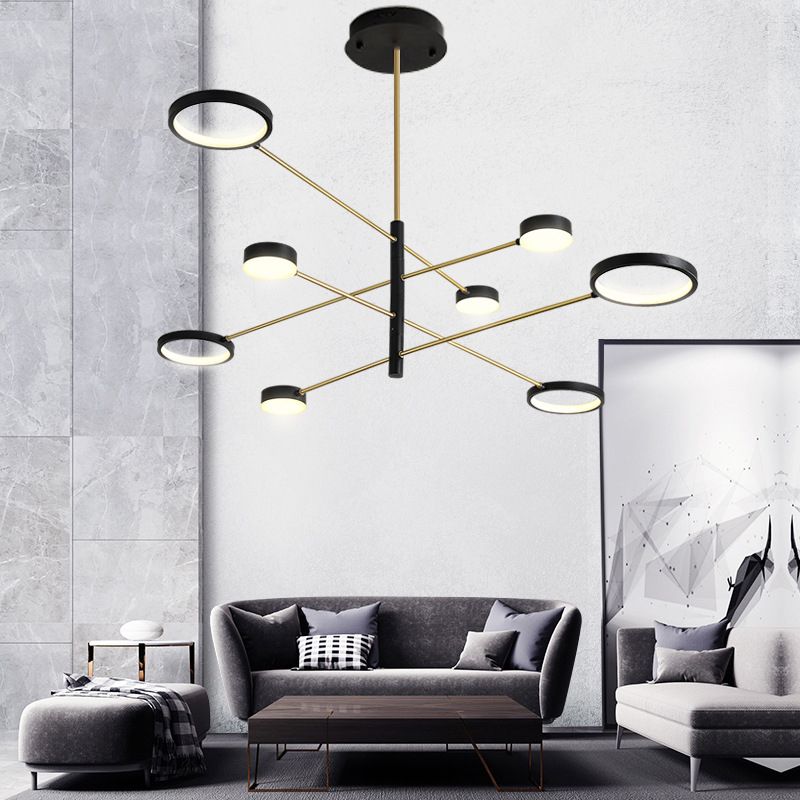 Circles Metal Hanging Ceiling Light Simplicity LED Black Chandelier Pendant Light