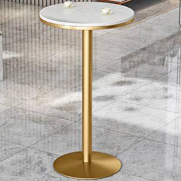 Round Stone Bistro Set 1/2/3/5 Pieces Glam Gold Base Table and Stools