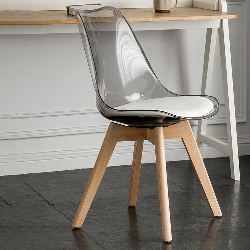 Skandinavische PU -Leder -Esstühle Armless Solid Back Stuhl