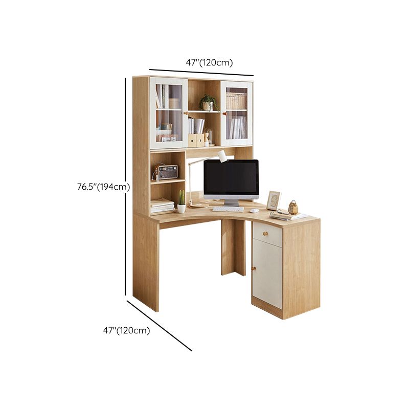 Contemporary Cable Management Writing Desk Home Office Desk with Storage Shelves