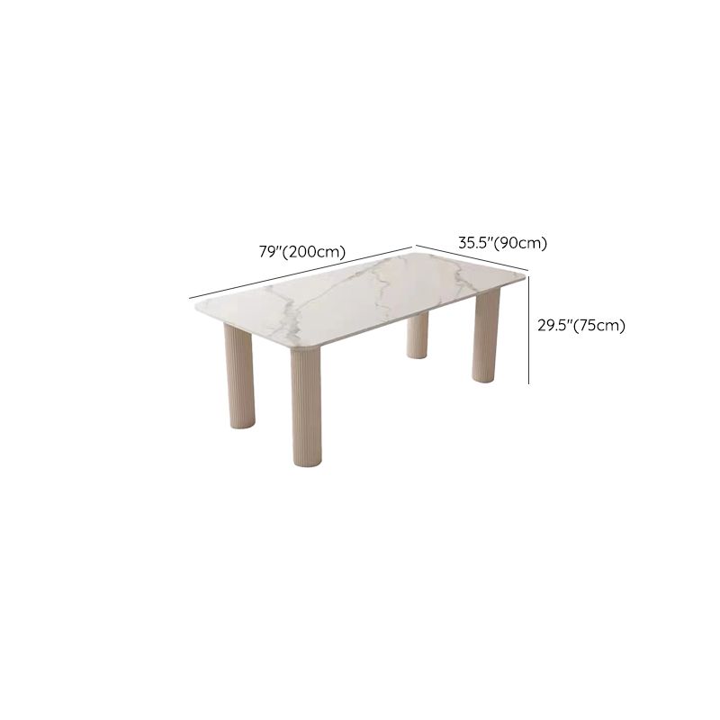 Modern Style 1/4/5/7 Pieces Dining Table Rectangle Stone Furniture in White