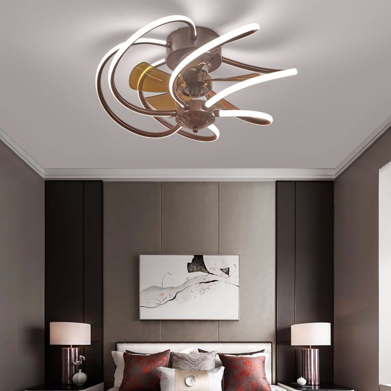 Metal Geometric Ceiling Fan Light Modern Style Multi Lights Flush Mount Lamp