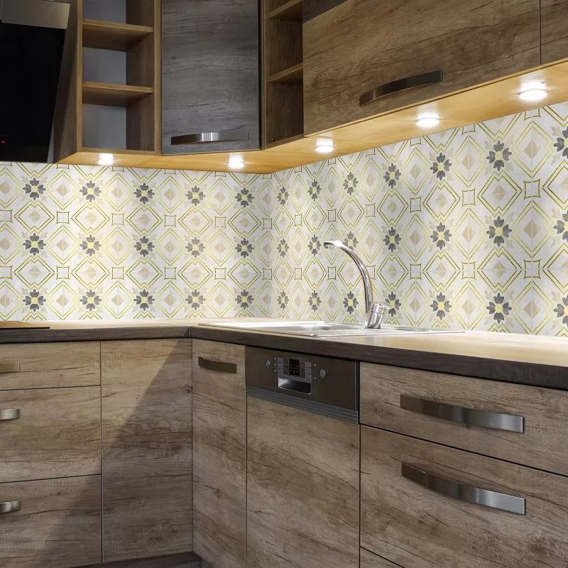 Modern Geometric Peel Wallpaper Panels Brown Seamless Pattern Wall Art for Dining Room