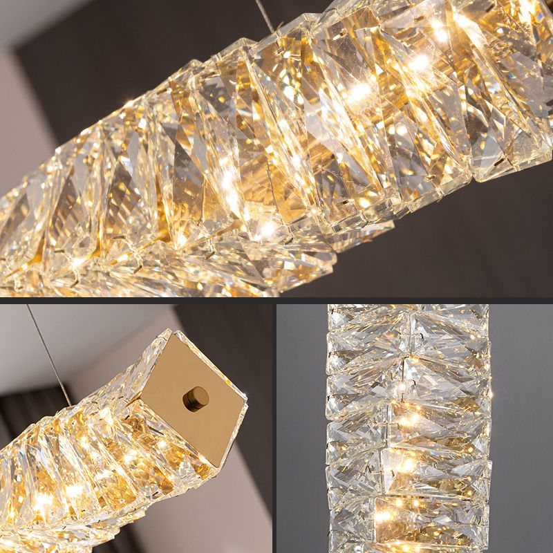 Modern Style Island Light LED Island Hanging Light with Crystal Shade for Dining Room