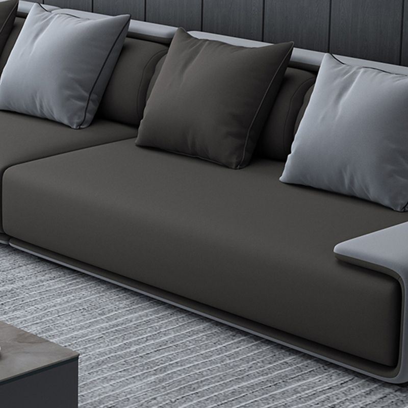 Contemporary Industrial Fabric Sofa with Bolster Pillows 29.53"High Pillow Top Arm Sofa