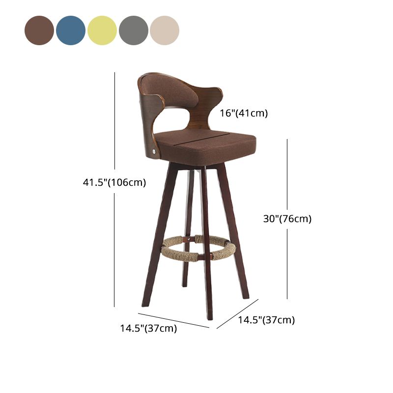 Nordic Style Counter and Bar Stool Backrest Solid Wood Upholstered Counter Chair