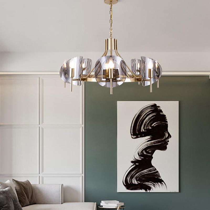 Smokey-Glass Anhänger Beleuchtungskörper Moderner Kronleuchter für Wohnzimmer