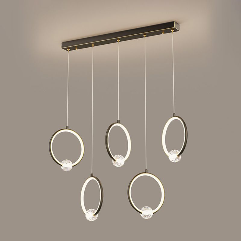 Ring-Shaped Hanging Pendant Light Modern Metal LED Indoor Suspended Lighting Fixture