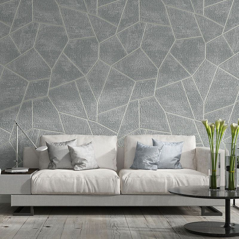 Décoration murale géométrique pour salon, rouleau de papier peint effet 3D de couleur neutre, résistant à l'eau