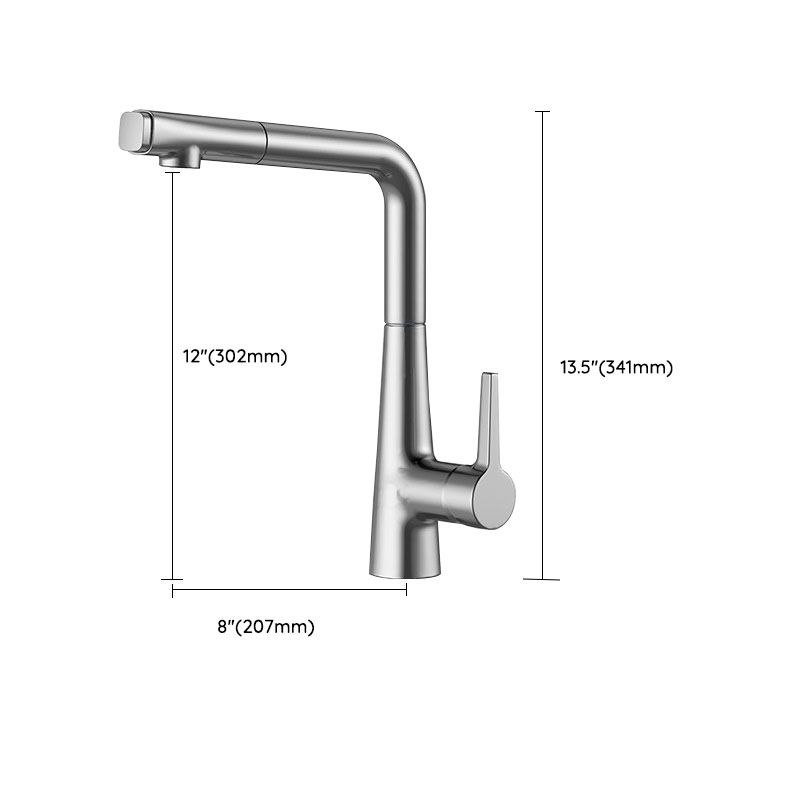 Modern Style Bar Faucet Copper Lever Handle Pull Down Gooseneck Bar Faucet