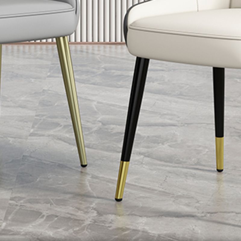 Silla de comedor tapizada de metal con respaldo Parsons de sillón escandinavo de interior