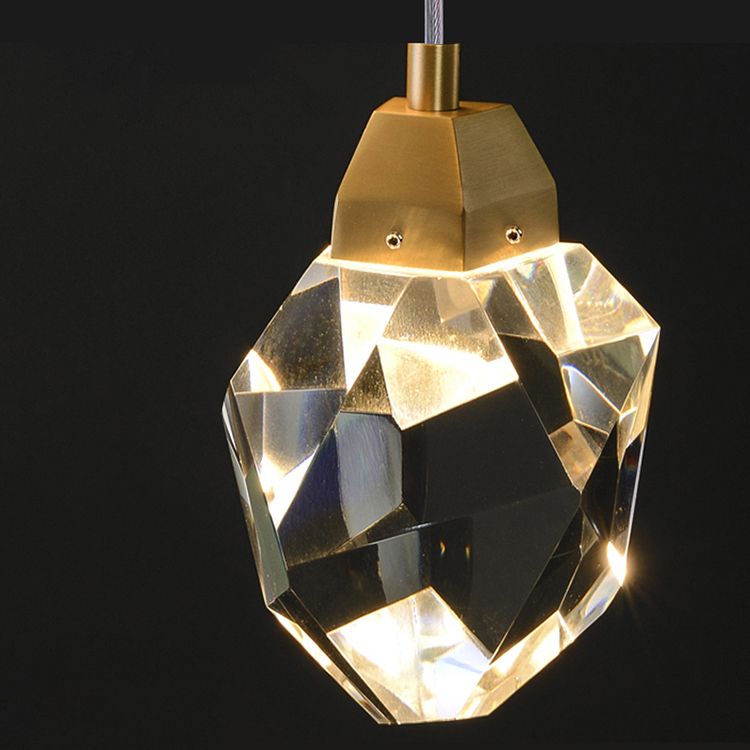 Lampe à suspension géométrique en cuivre LED moderne LED avec nuance de cristal