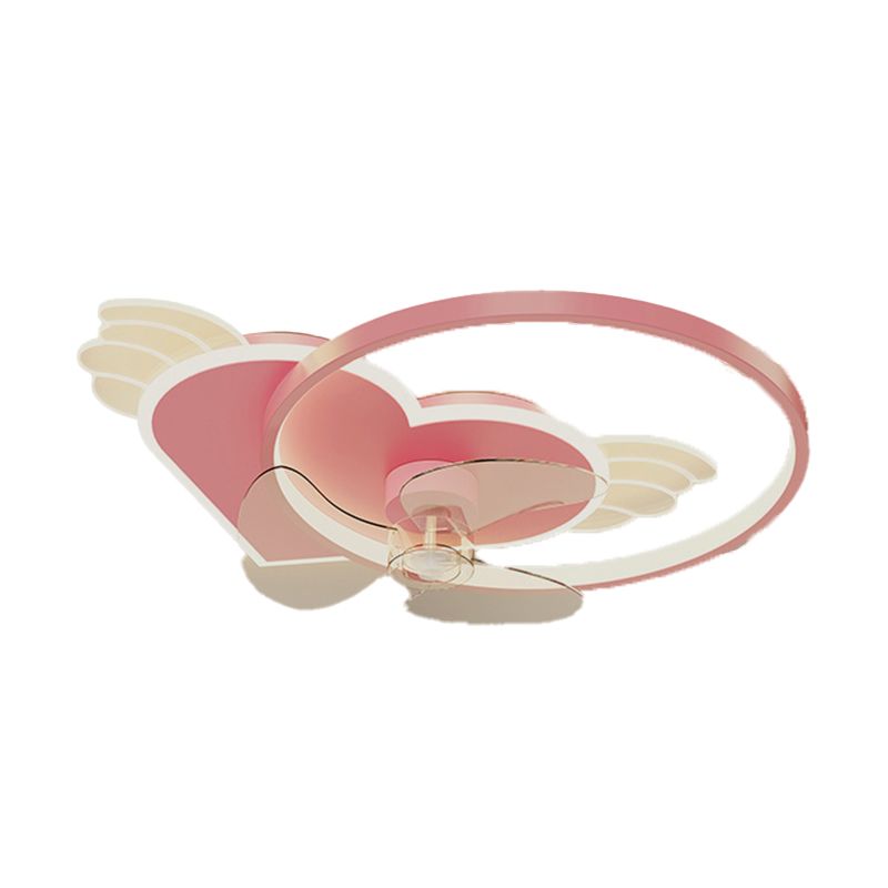 3-Blade Fan with Light Children Pink Ceiling Fan for Hallway Foyer