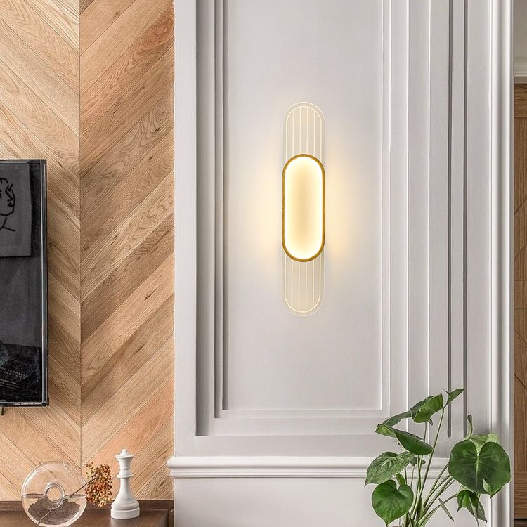 Houten eigentijdse muur sconce 1-licht ovale wand gemonteerde verlichting voor slaapkamer