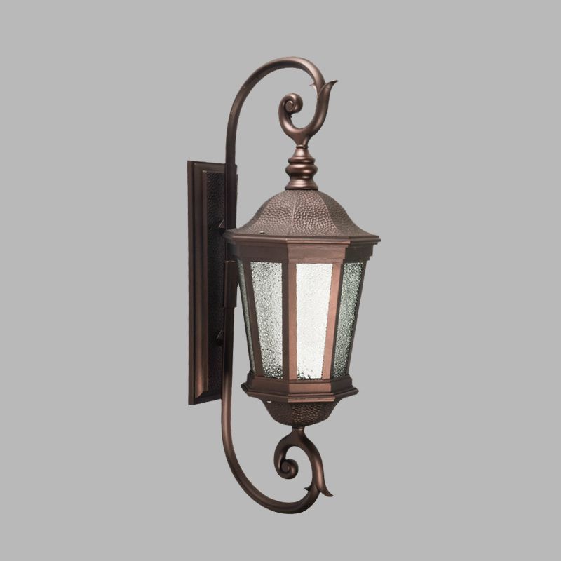 Metal Brown Wall Mount Light Aniseed Tiger Stripe 1 Light Country Wall Lamp Sconce with Water Glass Shade