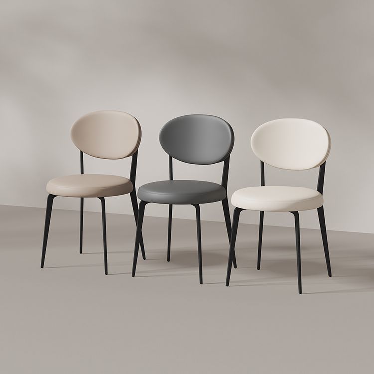 Faux Leather and Metal Industrial Open Back Armless Dining Chairs