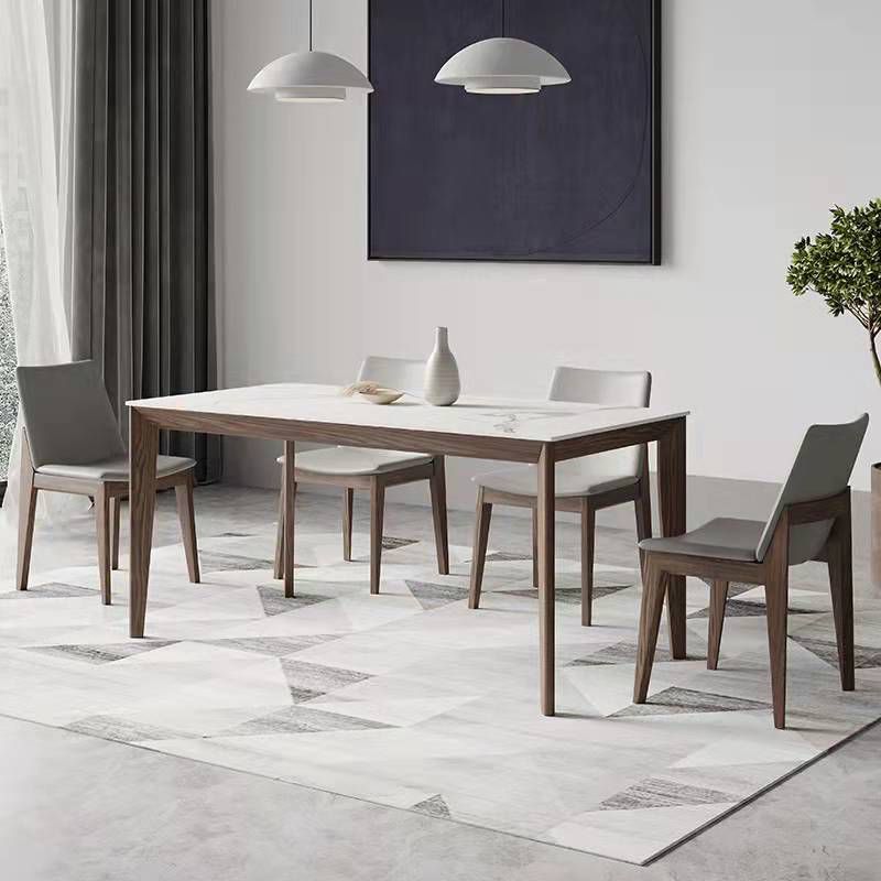 Nordic 1/2/5/7 Pieces Dining Set Sintered Stone Dining Table with Wooden Chairs