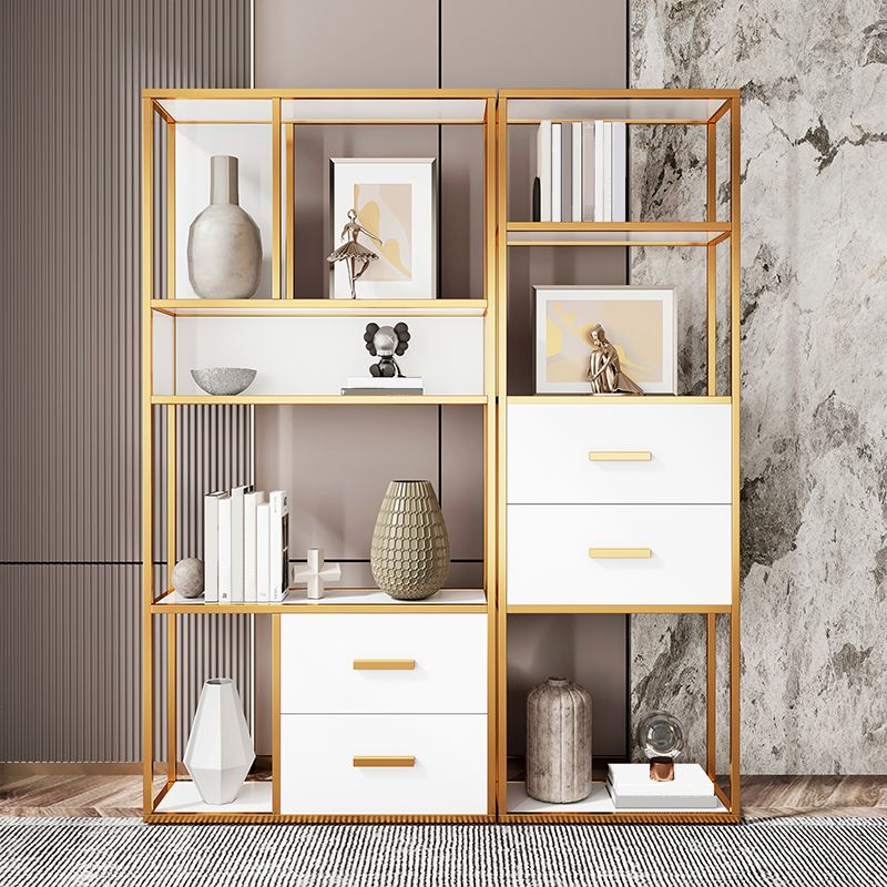 78.74"H Bookshelf Contemporary Style Bookcase with 2 Drawers for Home Office