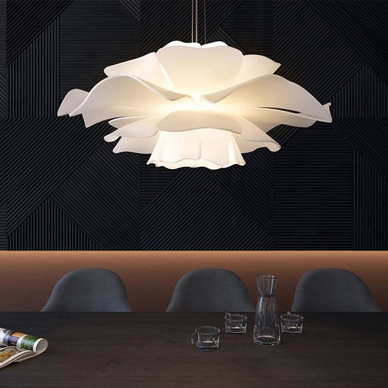 2-Light Pendant Lighting Modern Style White Lotus Shape Suspension Lighting