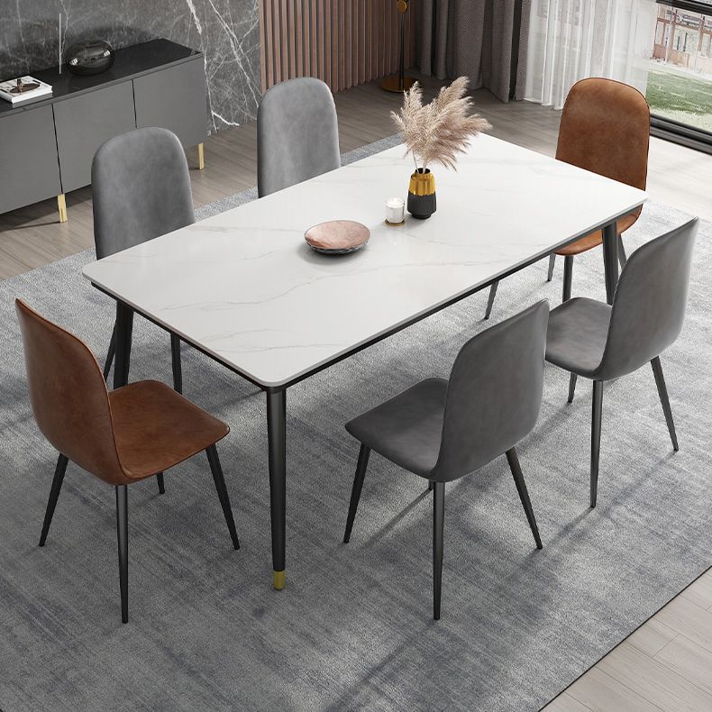Table à manger de cuisine en pierre fritrée moderne avec base de 4 jambes avec base de 4 jambes