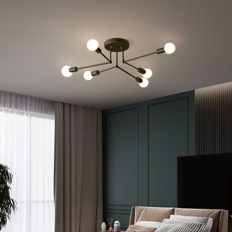 Zeitgenössische Sputnik Semi Flush Mount Glas Wohnzimmer Deckenmontage Leuchte Leuchte