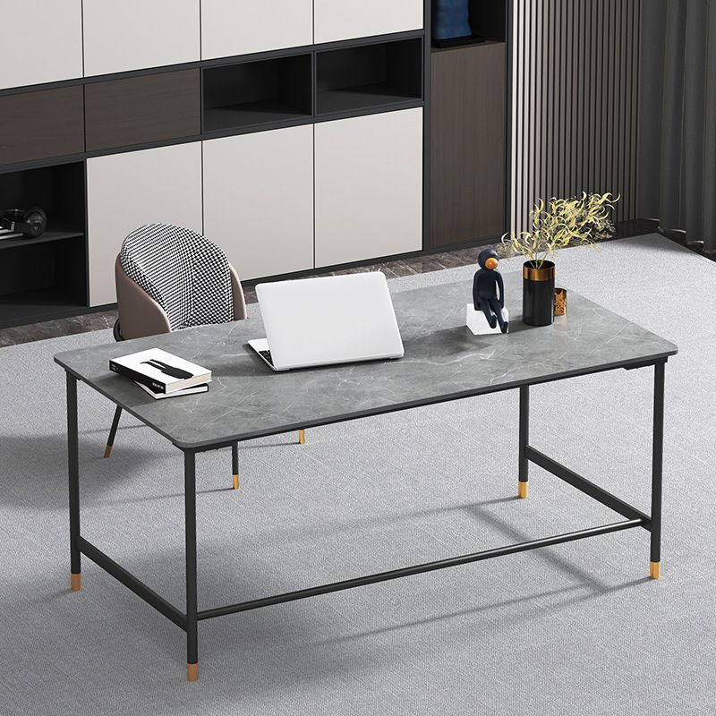 Industrial Rectangular Writing Desk H-Shape Office Desk Dark Taupe