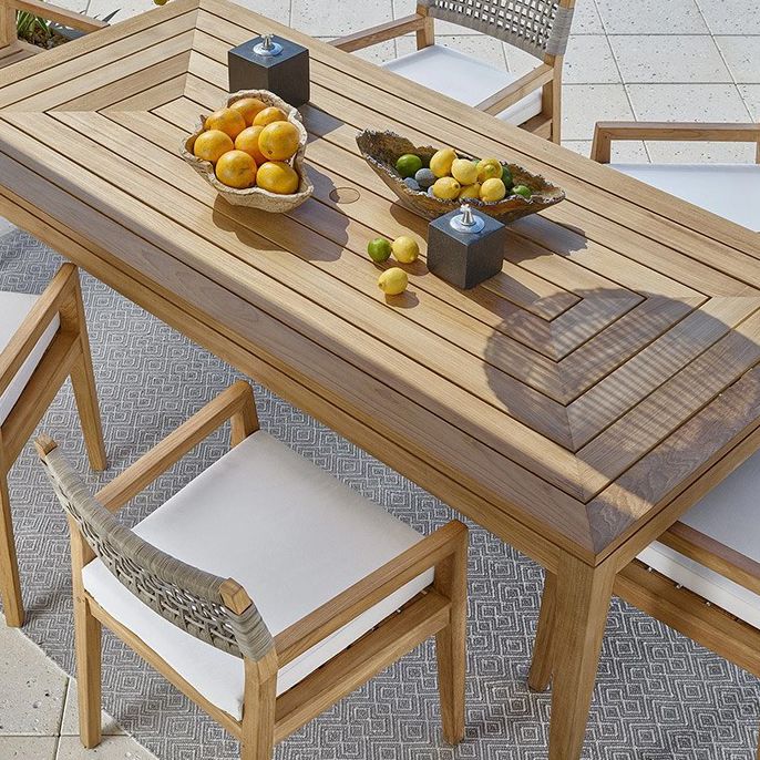 Modern Patio Dining Table Set 1/5/7 Pcs Wood Frame Patio Dining Table and Chairs