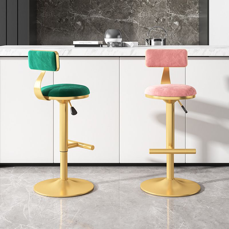 Glam Rotatable Backrest Counter Stool Steel Kitchen Bar Stool with Cushion and Pedal