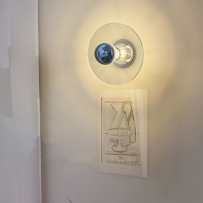 Nordic Style Wall Light Round Shape Wall Lamp with Iron Base for Bedroom