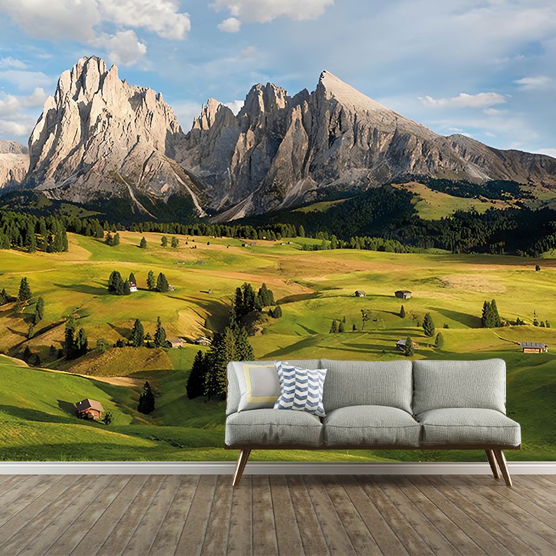 Photo Mountain and Grass Mural Extra Large Wall Art for Guest Room, Custom-Printed