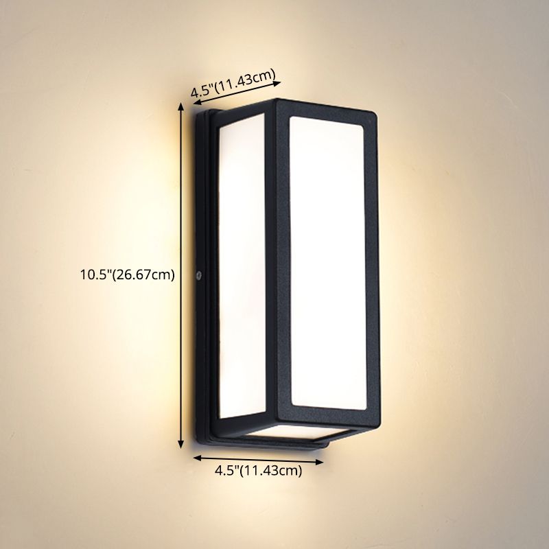 Modern Simple Style Rectangular Shade Wall Sconce Metal 1 Light Sconces in Black Finish