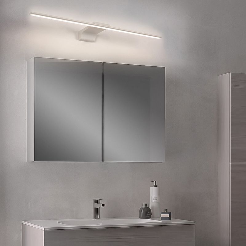 Acconde da muro di tonalità lineare a 1 luce moderna moderna illuminazione da parete specchio in stile semplice in bianco