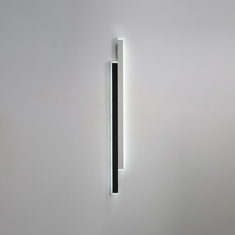 Metal Linear Shape Wall Light Modern 2-Lights Wall Mounted Light Fixture in Black