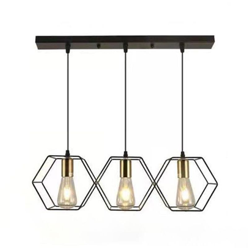 Geometrischer Esszimmer Hanging Lampe Loft Style Metal Black Anhängerleuchte