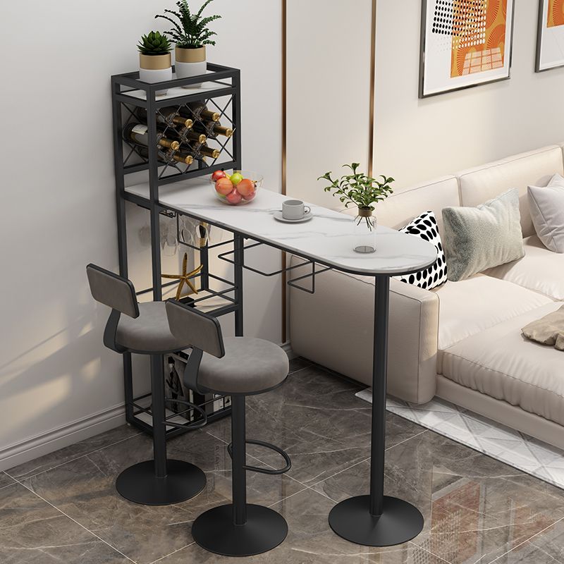 Contemporary Low Back Counter Height Stools with Footrest for Living Room