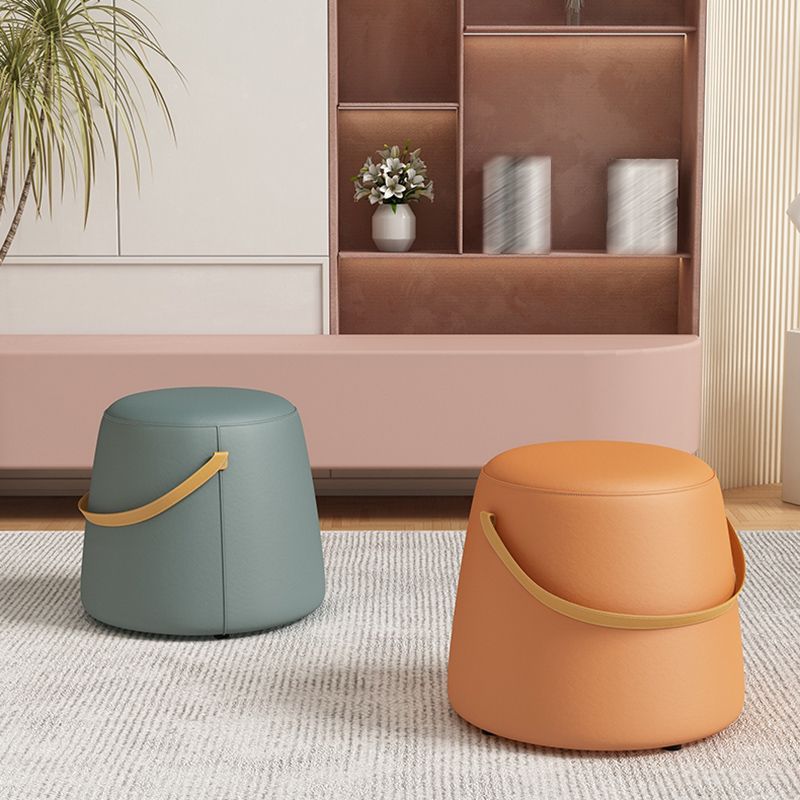 Portable Pouf Pure Color Cylinder Shape Modern Fabric Stain Resistant Pouf Ottoman