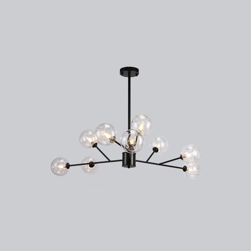 Fireflies Style Chandelier Lamp Globe Glass Shade Modern Style Metal Suspended Lamp