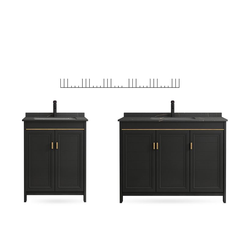 Black Bath Vanity Single Sink Metal Frame Mirror Vanity with Soft Close Door