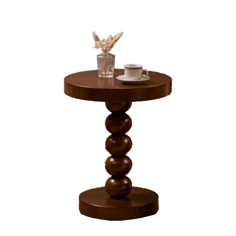 Pedestal End Table in Wood Round Top Living Room Corner Table