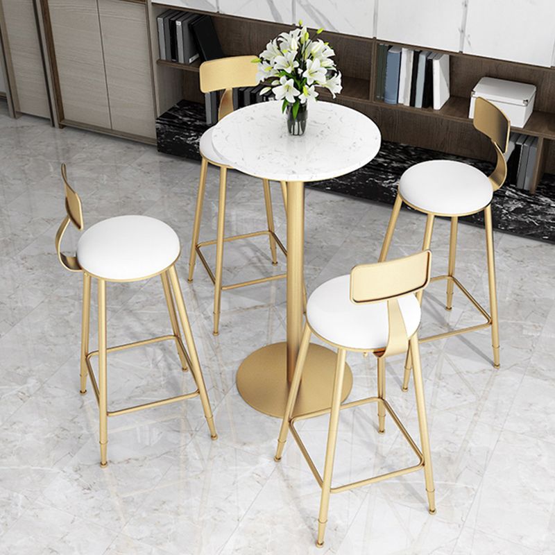 Glam Round Dining Stool Low Back Chairs with Gold Metal Base