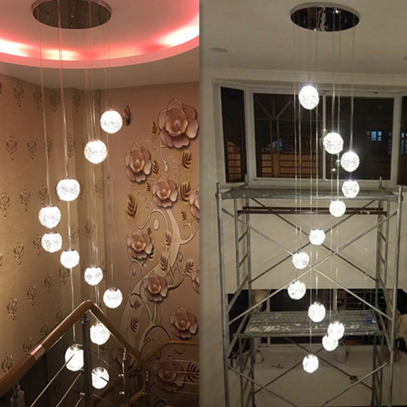 Lampe lampade a sospensione rotonda moderna semplice ciondolo a soffitto in vetro per le scale