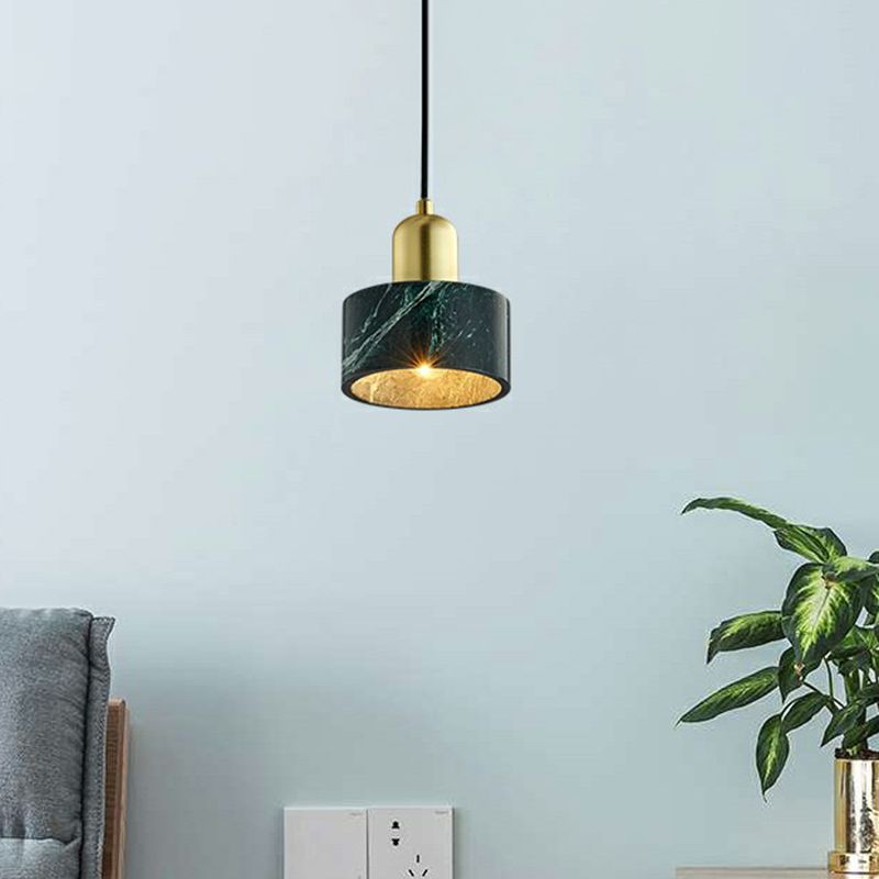 Luce del soffitto a sospensione rotonda in marmo Nordic 1 Lulb Suspension Lull With Brass Wocket