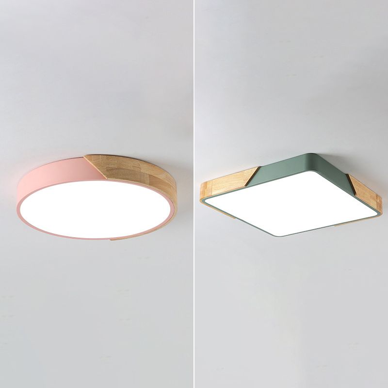 Geometry Shape LED Ceiling Lamp Modern Macaroon Iron 1 Light Flush Mount for Study Aisle