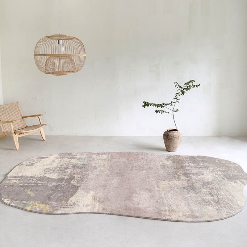 Stylish Grey Carpet Tie-Dye Print Polyester Area Rug Stain Resistant Rug for Drawing Room