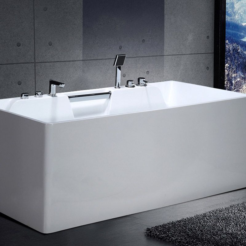 Modern Rectangular Bath Tub Bathroom Soaking with Center Drain Tub