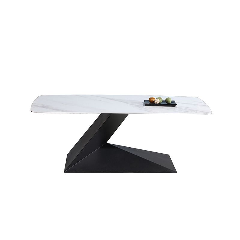 Pedestal 1 Single Coffee Table Luxurious Stone Top Cocktail Table